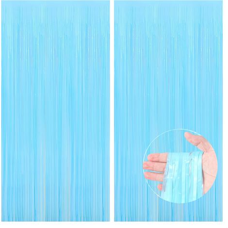 Rideaux à franges macaron bleu ciel, lot de 4, 1m×2m chacun, fond décoratif pastel pour anniversaire, remise de diplôme, Halloween (1/5)