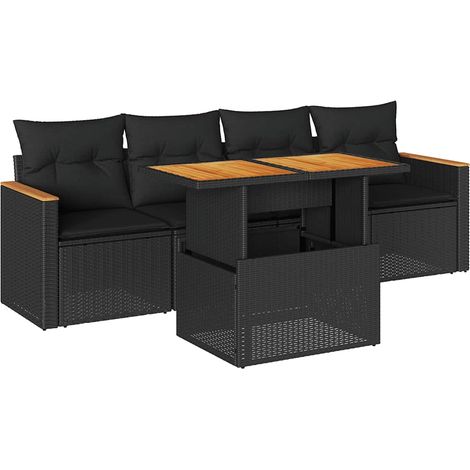 Maison Exclusive - Set sofás jardín y cojines 5 pzas ratán sintét (1/5)
