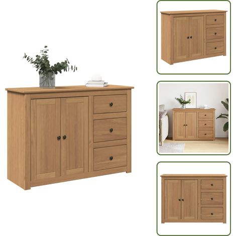 Sideboard mit Schubladen Panama 112x40x80 cm Massivholz Kiefer - Sideboard - Sideboards - Kommode - Anrichte (1/5)