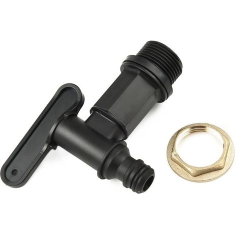 Robinets de rechange pour citerne d'eau avec écrou, robinet de rechange en plastique de 1,9 cm pour citerne d'eau IBC Ton connecteur de tonneau de cuisine, seaux de rangement de jardin (1/5)