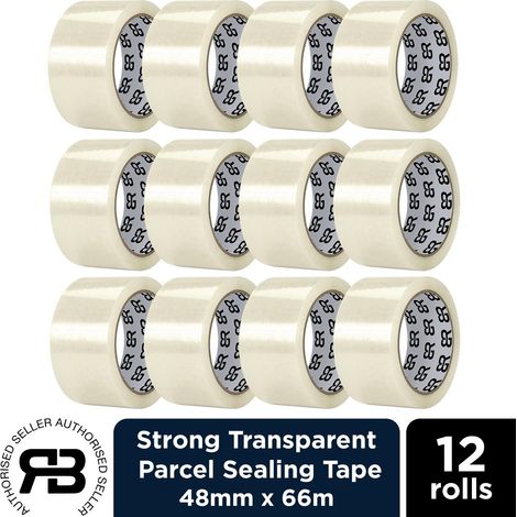 Clear Packing Tape 48mm x 66m Strong Parcel Box Tape, 12 Rolls (1/5)