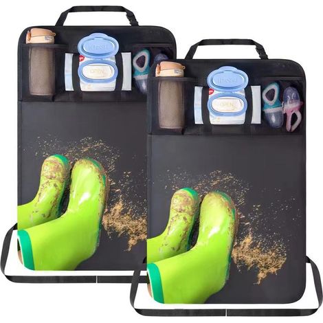 Organisateur de voiture, protections pour sièges de voiture, tapis de protection pour dossier de siège, imperméables, avec plusieurs poches de rangement (2 pièces)
