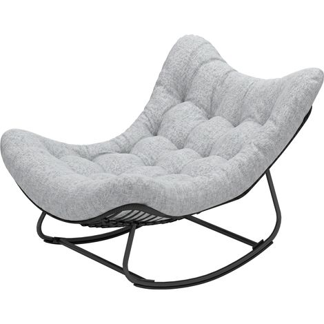 Fauteuil à bascule jardin œuf avec coussin 98x111x74 cm gris