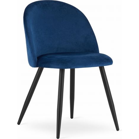 Fauteuil BELLO - velours bleu marine / pieds noirs x 1 (1/5)