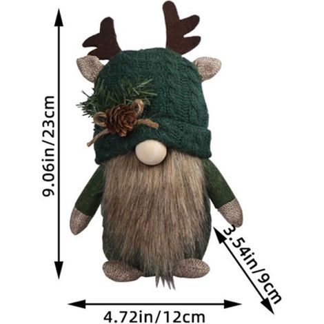 Gnome - Décoration Intérieure en Tissu - Pour Table Bureau Étagère - Hauteur 23 cm - Lot de 2 (1/5)