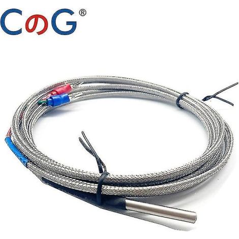 Capteur de température thermocouple type K J Pt100, fil blindé tressé 4mm30mm, sonde de 10m avec régulateur, câble écrané de 3m, pour chaudière et four, mesure précise. (1/4)