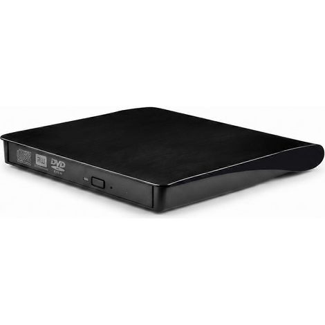 Lecteur/graveur CD/DVD à chargement par fente avec voyant d'activité USB et boîtier en métal brossé (1/5)