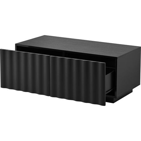 Table basse moderne, motif ondulé, 2 tiroirs, rangement, design minimaliste pour salon,Noir (1/5)