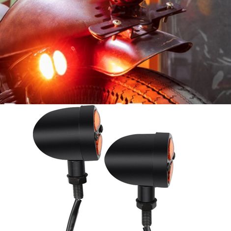 Retro Harley motorcycle accessories: metal LED turn signals, two-tone turn signals, taillights, signal lights