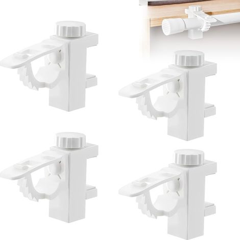 CCYKXA Support de Pince Porte Rideaux 4 Pièces Support Tringle Rideaux Réglables Supports pour Tringles à Rideau Support Fixation Tringle Rideau Pour Salon Bureau Chambre Armoire Penderie (Blanc)