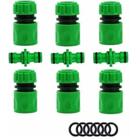Raccords pour tuyau d'arrosage, embouts pour tuyau d'arrosage (6 raccords rapides, 3 bouchons doubles), kit de connexion rapide et facile. (1/3)