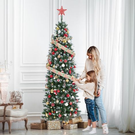 Sapin de Noël Artificiel Haut de Gamme – 1000 Pointes, 400 LEDs, Pommes de Pin, Socle Métal – Montage Facile, Décoration Intérieure/Extérieurérieure – 230cm, 7.5FT (Europe)