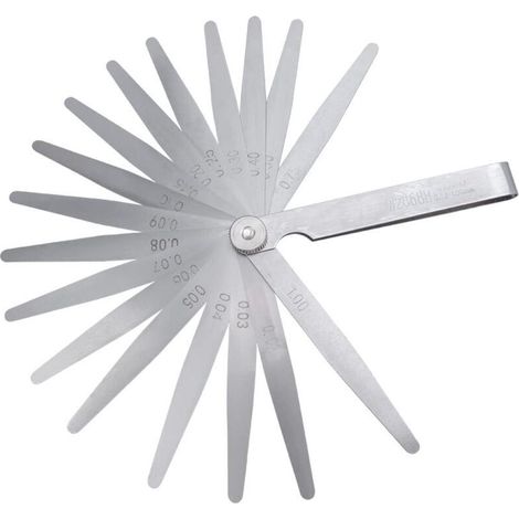 17-blade metric feeler gauge in stainless steel with adjusting nut – Precision tool for engine clearances