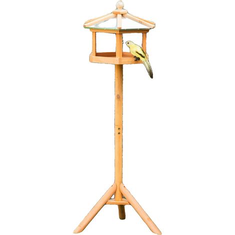 Vogelfutterstation, 113 cm Höhe, Holzmaterial, Sechseckiges Design, Dreibeinige Basis, Geeignet für Kleine Wildvögel (1/5)