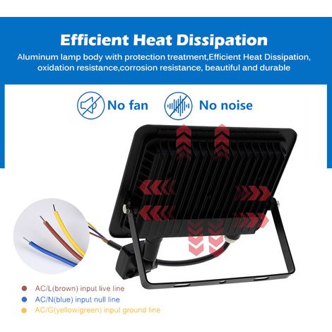 50W Led Projecteur Exterieur Detecteur,Ip66 imperméable luminaire Exterieur Detecteur,Lumière blanche froide,Largement Utilisé Dans Les Garages, Les Jardins, Les Jardins de Devant, etc. (1/3)