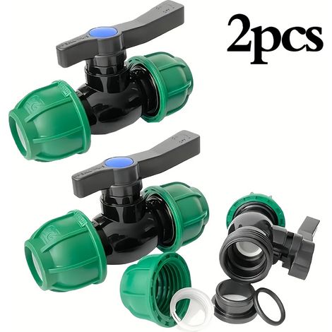 Deux vannes à connexion rapide de 20 mm, adaptées aux raccords de maintenance et de tuyauterie d'eau. (1/5)