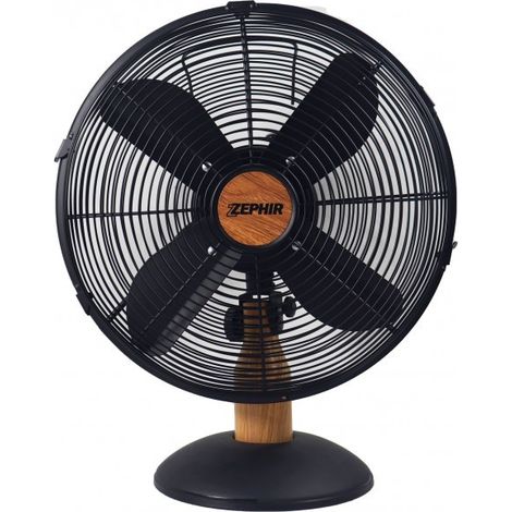 ZEPHIR Ventilateur de bureau ZEPHIR en métal noir effet bois 40 cm