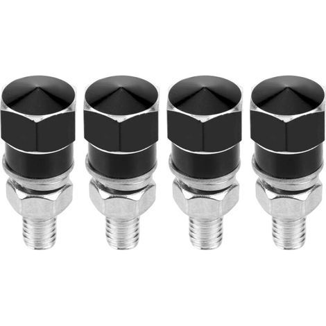 Boulons de cadre de plaque d'immatriculation à filetage universel, vis pour moto (noir), 4 pièces (1/5)