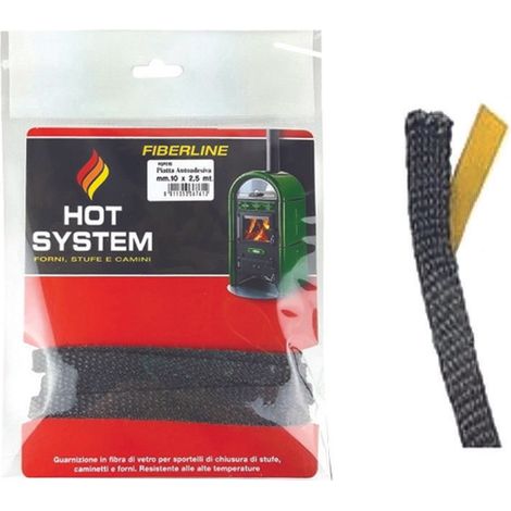 Guarnizione in fibra di vetro per alte temperature autoadesiva - mm.10x2,5 mt.