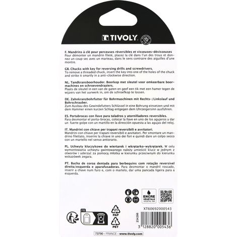 Tivoly • Mandrino con chiavetta per trapani • Da Ø1,5 mm a Ø13 mm • Attacco da 1/2"