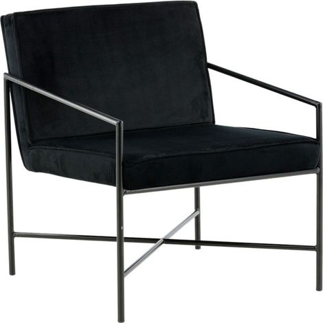 Fauteuil Design Velours "Rakel" 78cm Noir (1/5)
