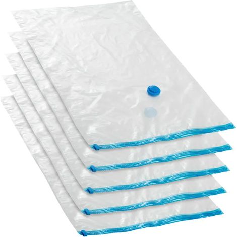 Housses sous-vide - TECTAKE - Lot de 5 housses de rangement sous-vide taille L réutilisables pour gain de place - Transparent (1/4)