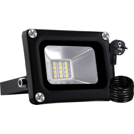 Projecteur LED 10W 1000LM Extérieur - Spot Étanche IP65 En Aluminium - Blanc Chaud 3500K - Applique Avec Prise EU Pour Jardin, Terrain De Sport (1/5)