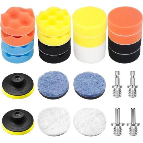 Kit de pulido de carrocería de coche de 26 piezas, almohadillas de esponja de pulido de 80 mm, accesorio para pulidora, almohadilla de pulido manual para coche utilizada para pulir, esmerilar y encera