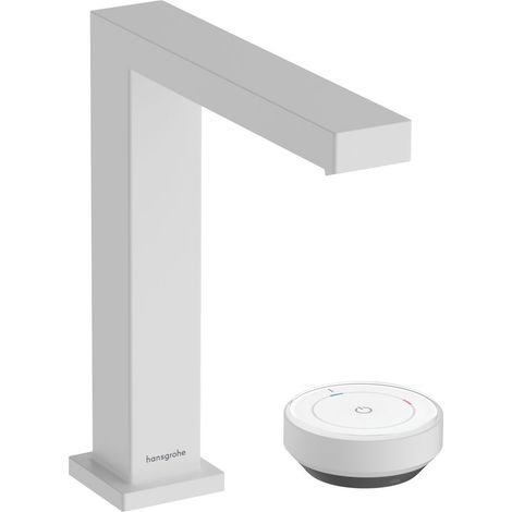 Hansgrohe Tecturis E - Waschtischarmatur mit Ablauf, 2-Loch-Montage, CoolStart, EcoSmart+, weiß matt 73053700 (1/4)