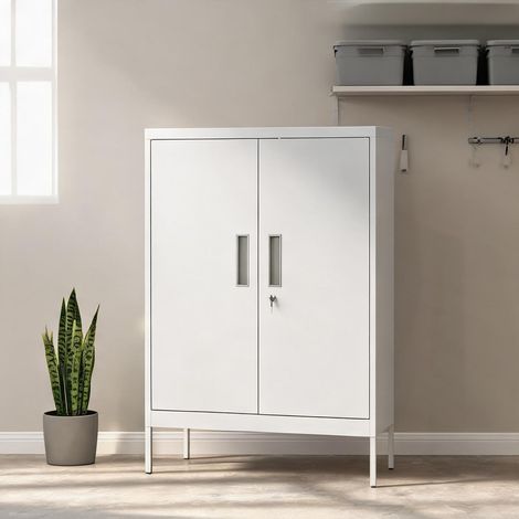 Armoire métallique verrouillable 2 portes avec étagères en acier (1/5)