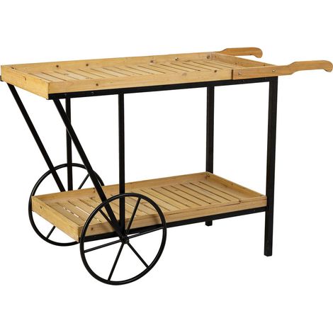 Carro expositor de metal y madera marrón 125x50x80 (1/5)