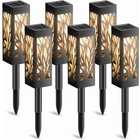 Lampe Solaire Exterieur Jardin, 6 Pièces Décoration Jardin Lanterne Solaire avec Lumière Blanche Chaude, IP65 Étanche Lumière Solaire Extérieure Auto On/Off pour Cour Outdoor Cour Pelouse