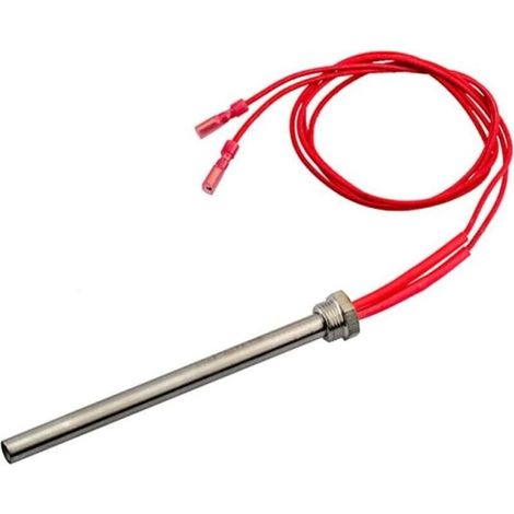 Bougie d'allumage 220 V 300 W pour poêle à granulés de bois – 140 mm (longueur) – Filetage M16 et pas de 1,5 mm (1/4)