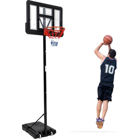 Panier de Basket Enterré avec Mousse Anti-Choc, Panneau 33" Incassable, Hauteur Réglable 5-7ft, Extérieur en Verre Trempé
