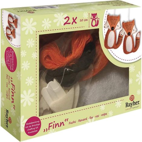 RAYHER - KIT COMPLETO PER BRICOLAGE x2 VOLPI DA APPENDERE 10CM