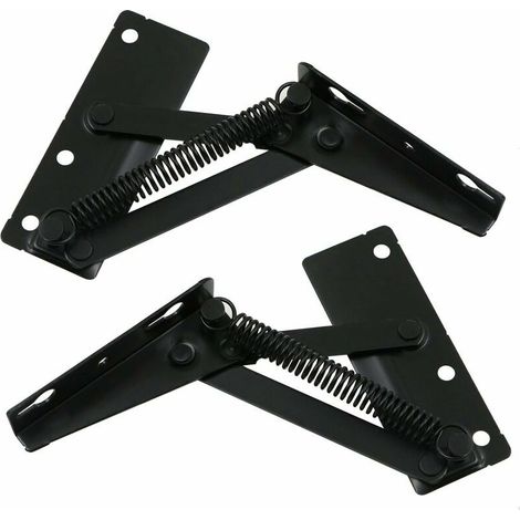 Charnières à ressort pour porte de meuble à fixation par languette, pour canapé-lit pliant, couvercle de lit, accessoires de meubles, noir, lot de 2
