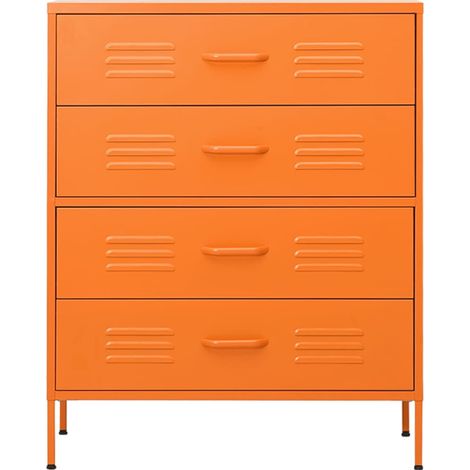Commode 4 tiroirs Klako 80cm - Acier mat-Orange (1/5)
