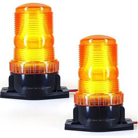 Set di 2 lampeggianti LED arancioni rotanti, luci stroboscopiche lampeggianti 10-80V per camion e trattori. (1/5)