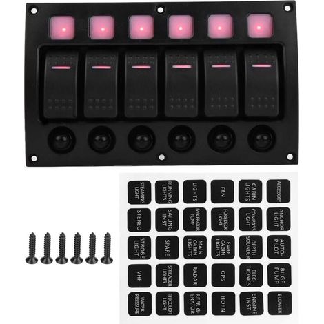 Panneau Commutateur 6 Interrupteurs à Bascule LED 12V 24V pour Bateau Camping-Car Yacht (1/4)