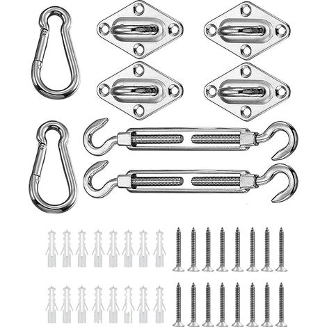 Kit de Fixation Voile d'ombrage, Soleil d'ombrage kit de Fixation pour Triangle Carré Rectangle (40 pièces) (1/4)
