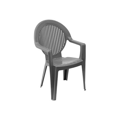 Grosfillex – Fauteuil bas dossier Fidji II – Résine synthétique anthracite – Dossier arrondi pour confort – Assise large et profonde – Empilable