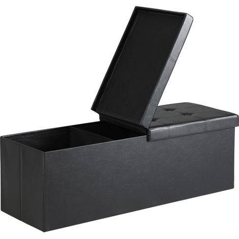 Foldable storage bench - black 115x38x38cm 100l capacity (1/5)