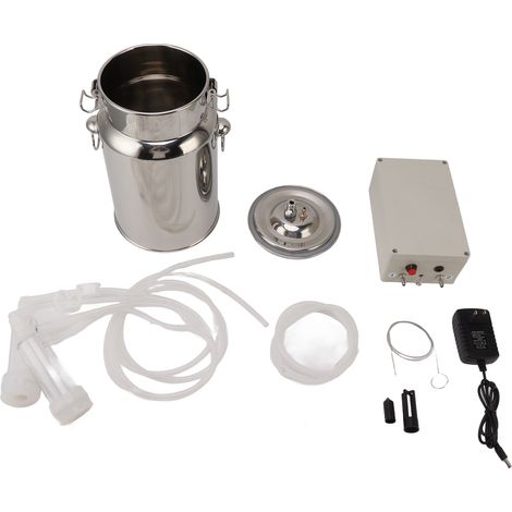Machine à traire chèvre inox 100‑240V prise US pliable poignée automatique pulsation pompe vide 7 litres (1/5)