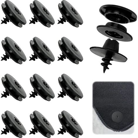 Clips de Fixation Voiture Universels Diamètre 35.8 mm Noir, pour Fixer les Tapis de Sol Automobile (1/5)