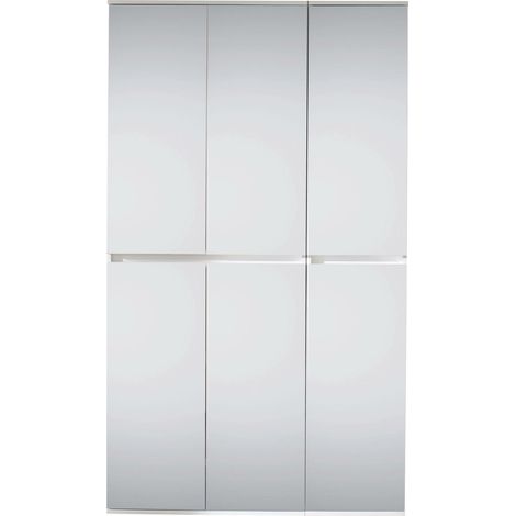 MIRROR - Meuble de chambre - Armoire avec 6 portes-miroirs en mélaminé blanc. L-H-P : 111-191-34 cm. (1/5)