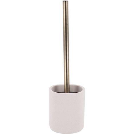 Brosse wc ronde aspect brut polyresine tige bronze - ivoire - Tendance (1/2)
