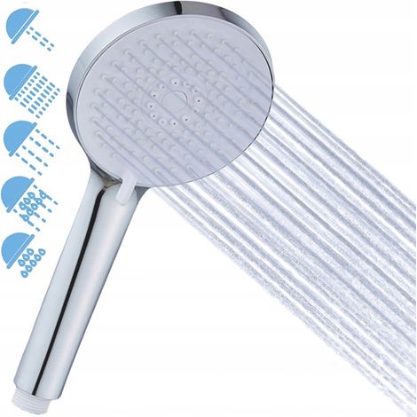 Soffione doccia a 5 funzioni, cromato, bianco (1/5)