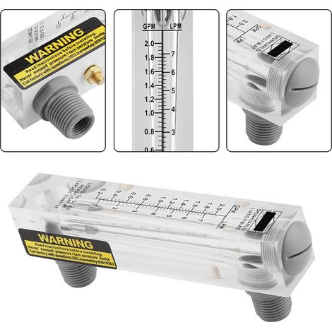 Glas-Durchflussmesser, Flüssigkeitsdurchflussmessung 0,2–2 GPM/1–7 LPM, Durchflussanzeige am Bedienfeld (1/5)