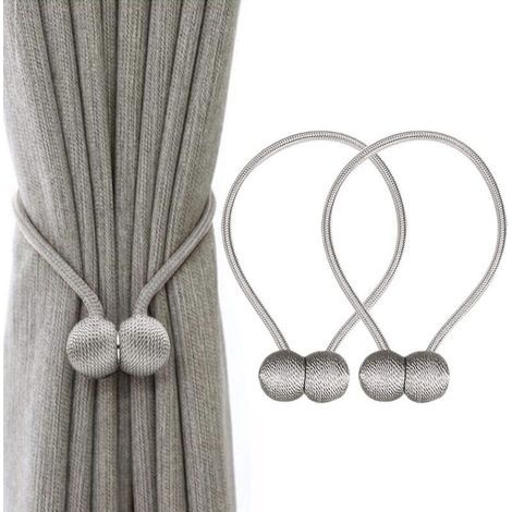 Magnetische Gardinenhalter, geflochtene magnetische Gardinenhalter, Schlaufen-Gardinenhalter (Grau) (1/4)