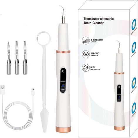 Nettoyeur de dents à ultrasons et 4 têtes de nettoyage